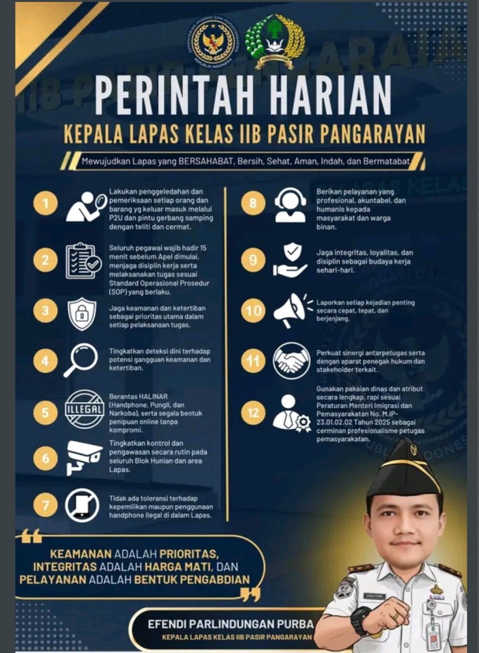 Kalapas Kelas IIB Pasir Pangaraian Efendi Parlindungan Purba Komando Lapas PRIMA, Pelayanan Pengabdian Posted on 05/06/2026 by admin