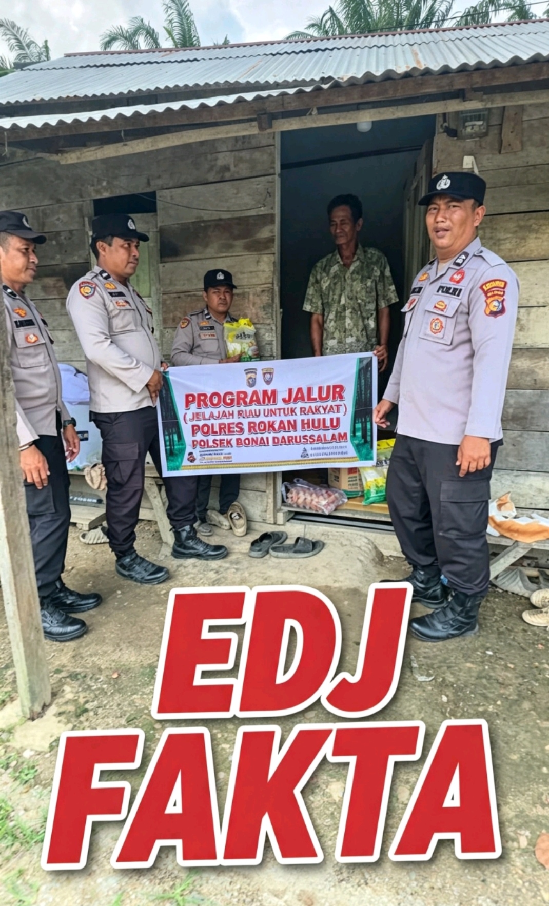 Polsek Bonai Darussalam Salurkan Bantuan Sosial melalui Program JALUR, Wujudkan Kehadiran Polri di Wilayah Pinggiran Sungai Rokan