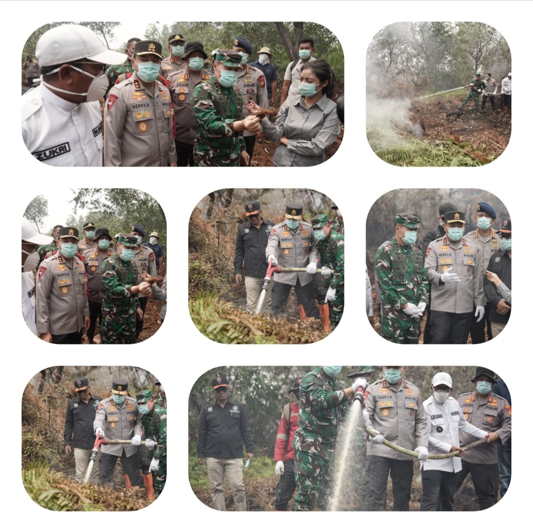 Kapolda dan Pangdam Turun Langsung Padamkan Karhutla di Kerumutan